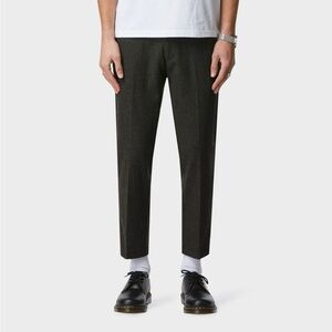 Stylish Dark Olive Wool Slim Kobe Pants